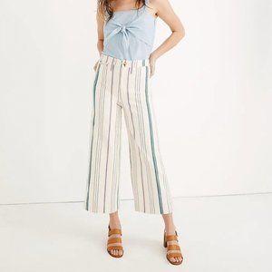 Madewell Emmett Wide-Leg Crop Pants in Pink Stripe